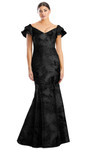 Alexander by Daymor 1775S23 Print V-Neck Flutter Sleeve Gown