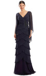 Alexander by Daymor 1957S24 Tiered V-Neck Sheer Sleeve Dress