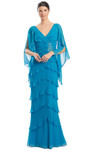Alexander by Daymor 1957S24 Tiered V-Neck Sheer Sleeve Dress