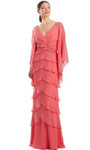 Alexander by Daymor 1957S24 Tiered V-Neck Sheer Sleeve Dress