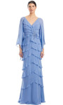 Alexander by Daymor 1957S24 Tiered V-Neck Sheer Sleeve Dress