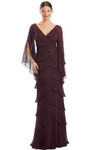 Alexander by Daymor 1957S24 Tiered V-Neck Sheer Sleeve Dress
