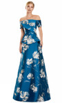 Alexander by Daymor 3109F25 Floral Print Off Shoulder Gown