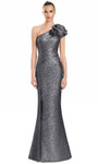 Alexander by Daymor 3130F25 Textured Floral Cap Sleeve Gown