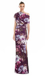 Alexander by Daymor 3140F25 Floral Print Asymmetric Gown