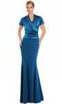 Alexander by Daymor 3141F25 V-Neck Short Sleeve Long Gown