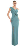 Alexander by Daymor 3145F25 3D Floral Asymmetrical Neck Gown
