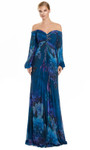 Alexander by Daymor 3146F25 Floral Print Off Shoulder Gown