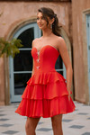Portia and Scarlett XO202 Chiffon Satin Strapless Mini Dress