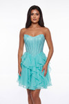 Portia and Scarlett XO217 Chiffon Beads Strapless Mini Dress