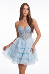 Portia and Scarlett XO218 Chiffon Beads Strapless Mini Dress