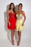 Portia and Scarlett XO218 Chiffon Beads Strapless Mini Dress