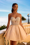 Portia and Scarlett PS26712 Satin Beads Strapless Mini Dress