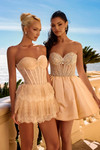 Portia and Scarlett PS26712 Satin Beads Strapless Mini Dress