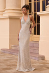 Portia and Scarlett PS26858C Beaded Halter V-Neck Dress