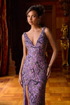 Portia and Scarlett PS26862C Beaded Sequins V-Neck Dress