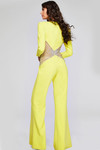 Jovani 26318 Scuba Embellished Fringe Plunging Neck Jumpsuit