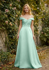 Morilee Bridesmaid 3030030 Satin Off-Shoulder A-line Dress