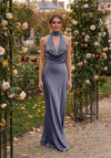 Morilee Bridesmaid 3030035 Luxe Satin Halter Cowl Neck Dress