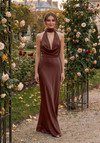 Morilee Bridesmaid 3030035 Luxe Satin Halter Cowl Neck Dress