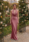 Morilee Bridesmaid 3030035 Luxe Satin Halter Cowl Neck Dress