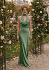 Morilee Bridesmaid 3030035 Luxe Satin Halter Cowl Neck Dress
