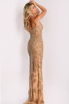 Jovani 39016 Beaded High-Slit Deep V-Neck Sleeveless Gown