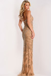 Jovani 39016 Beaded High-Slit Deep V-Neck Sleeveless Gown