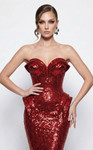MNM Couture 2263B Sequin Pattern Curved Neck Strapless Gown