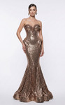 MNM Couture 2263B Sequin Pattern Curved Neck Strapless Gown