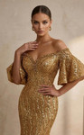 MNM Couture 2529A Sequin Embellishments Off-shoulder Dress