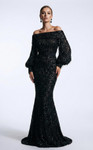 MNM Couture 2752A Sequin Off-shoulder Long Sleeves Gown