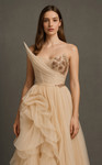 MNM Couture B1168 Pleated Tulle Asymmetric Neckline Gown