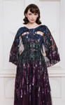 MNM Couture B1146 Embellished Cape Overlay Full-Length Gown