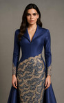 MNM Couture B1177 Flattering V-neckline Long Sleeves Gown