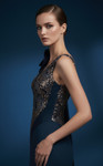 MNM Couture B1180 Sash Oversized Bow Plunging V-Neck Dress