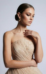 MNM Couture B1186 Woven Peplum Strapless Pleated Long Gown