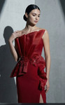 MNM Couture B1188 Crepe Chiffon Ruffled Strapless Long Gown