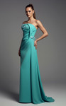 MNM Couture B1189 Crepe 3D Flowers Strapless Column Gown
