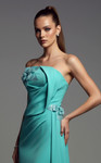 MNM Couture B1189 Crepe 3D Flowers Strapless Column Gown