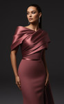 MNM Couture E0125 Crepe Asymmetrical Draped Neckline Gown