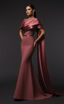 MNM Couture E0125 Crepe Asymmetrical Draped Neckline Gown