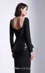 MNM Couture E0141 Metallic Long Sleeves Sleek Sheath Gown