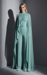 MNM Couture E0143 Chiffon High-neck Cape Sleeves Jumpsuit