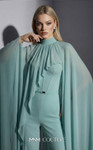 MNM Couture E0143 Chiffon High-neck Cape Sleeves Jumpsuit