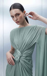 MNM Couture E0160 High Bateau Neck Draped Sleeve Long Gown