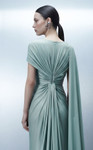 MNM Couture E0160 High Bateau Neck Draped Sleeve Long Gown