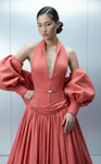 MNM Couture E0163 Crepe Taffeta Halter Deep V-neck Ball Gown