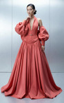 MNM Couture E0163 Crepe Taffeta Halter Deep V-neck Ball Gown