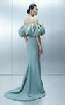 MNM Couture E0165 Bold Crepe Puffy Taffeta Sleeves Gown